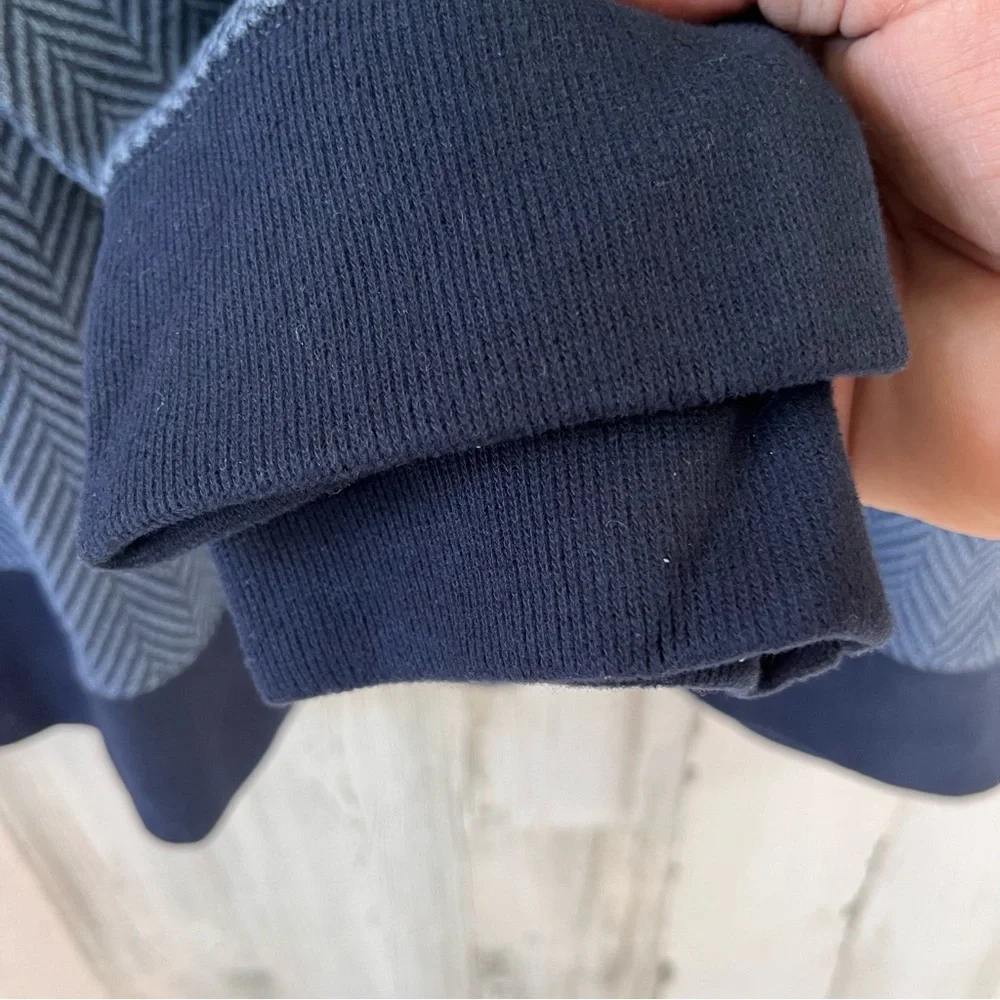 Lands’ End Men’s Size XXL 59-52 Herringbone 1/4 Zip Pullover Sweater Blue/Navy